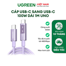 Cáp sạc nhanh Type C sang Type C 100W PD 3.0 dài 1 mét Ugreen 65092 (Màu tím) cao cấp