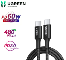 Cáp sạc nhanh USB-C sang USB-C PD 60W (20V/3A)  dài 2M Ugreen L501 65245 (Black) cao cấp