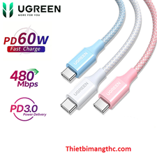 Cáp sạc nhanh USB-C sang USB-C PD 60W dài 1M Ugreen L501 35441 (Màu Ping) cao cấp