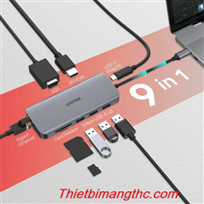 Cáp TYPE-C ra 3 USB 3.0 + HDMI + VGA + LAN + TF/SD/PD D1026B cao cấp
