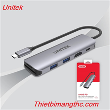 Cáp TYPE-C sang 2 USB 3.0 + HDMI + TF/SD + PD 100W Unitek H1107D cao cấp