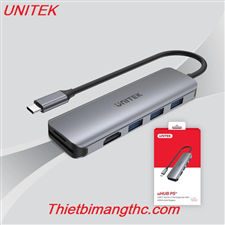 Cáp Type C sang 3 USB 3.0 + HDMI + TF/SD UNITEK H1107F cao cấp