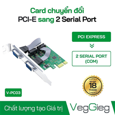 Card chuyển PCI e sang 2 cổng Com RS232 Veggieg V-PC03 cao cấp