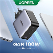 Củ sạc nhanh 100W GaN Nexode 3C-1A Hỗ trợ QC4+, PD3.0 Ugreen 40747 EU cao cấp