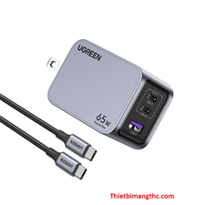 Củ sạc nhanh 3 cổng GaN Nexode Pro 65W Ugreen X755 25870 chân cắm (US Plug) cao cấp