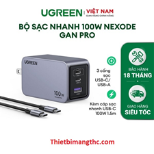 Củ sạc nhanh 4 cổng PD 3.1 GaN Nexode Pro 160W PPS Ugreen 25876 X763 hàng cao cấp