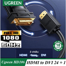 Dây, Cáp chuyển đổi HDMI sang DVI 24+1 dài 12m HD106 Ugreen 10165 cao cấp