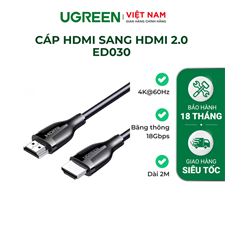 Dây, cáp HDMI 2.0 dài 3m hỗ trợ 4K@60Hz Ugreen 35175 cao cấp