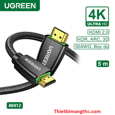 Dây, cáp HDMI 2.0 dài 5m hỗ trợ 4K@60Hz Ugreen 40412 cao cấp