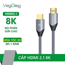 Dây, Cáp HDMI 2.1 8K Sợi Đồng 1,5M VEGGIEG VH402 hỗ trợ 4K@120Hz 8K@60Hz