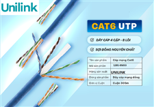 Dây cáp mạng Cat6 UTP 23AWG, 4 đôi, cuộn 305m (Blue) 1201-05033 Hiệu UNILINK cao cấp