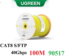 Dây, Cáp mạng Cat8 S/FTP băng thông 40GB 22AWG tiết diện 0.62mm dài 100M Ugreen 90517 (NW151 Vàng)