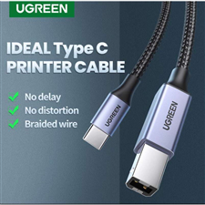 Dây, Cáp máy in USB Type-C sang USB Type-B dài 1M bọc dù Ugreen 80805 cao cấp