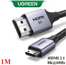 Dây, Cáp Mini HDMI to HDMI 8K@60Hz dài 1M Hỗ trợ Dynamic HDR, eARC Ugreen 15514 cao cấp