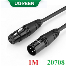 Dây, Cáp nối dài Microphone XLR âm dương dài 1M Ugreen 20708 cao cấp