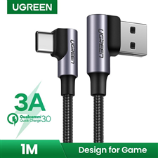 Dây, Cáp sạc nhanh 18W, dữ liệu USB sang USB -C chuẩn 2.0 bẻ góc 90 độ đầu dài 1M Ugreen 20856