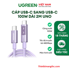 Dây, Cáp sạc nhanh Type C sang Type C 100W PD 3.0 dài 2 mét Ugreen 65216 (Màu tím) cao cấp