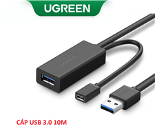 Dây, Cáp USB 3.0 nối dài 10m hỗ trợ nguồn Micro USB chính hãng Ugreen 20827 cao cấp