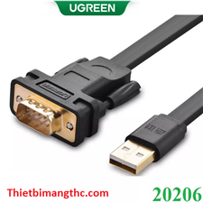 Dây, Cáp USB sang RS232 dẹt dài 1m chipset FTDI FT232 Ugreen 20206 cao cấp