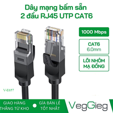 Dây Mạng Bấm Sẵn 2 đầu RJ45 UTP CAT6  VegGieg dài 10M - V-E657 chính hãng