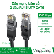 Dây Mạng Bấm Sẵn 2 đầu RJ45 UTP CAT6  VegGieg dài 15M - V-E658 chính hãng