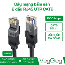 Dây Mạng Bấm Sẵn 2 đầu RJ45 UTP CAT6  VegGieg dài 1M - V-E651 chính hãng