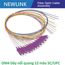 Dây nối quang 12 màu bó mềm SC/UPC Simplex 50/125 Multi-mode OM4 Newlink
