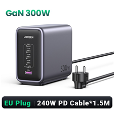 Đế sạc nhanh UGREEN 300W 5 USB C GAN 140W PD3.1 Ugreen 90903B cao cấp (EU Plug)