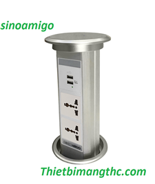 Hộp ổ cắm điện âm bàn cao cấp Sinoamigo SMT-2 mở nắp bằng điện cao cấp