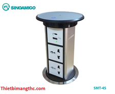 Hộp ổ điện âm bàn đảo sinoamigo SMT-4S tích hợp sạc không dây 15W mở nắp cảm ứng