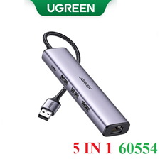 Hub chuyển đổi 5 in 1 USB Type-A ra Lan 1000Mbps Kèm HUB 3 Cổng USB 3.0 Ugreen 60554 cao cấp
