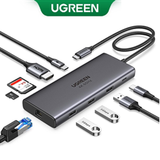 Hub type sang 2 cổng USB A3.0 + USB-A+ USB-C+HDMI 4K@60Hz+RJ45 Gigabit+SD/TF+PD Ugreen CM498 15532
