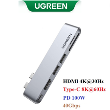 Hub USB -C sang HDMI 4K, USB 3.0, SD/TF, sạc PD 100W, 40Gbps cho MacBook Ugreen 80856