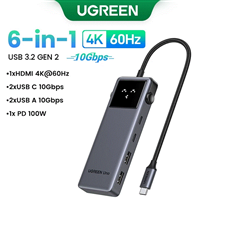 Hub USB Type C Groovy Robot Uno 6 in 1 ra USB-C, USB-A 3.2, HDMI 4K@60Hz, Sạc PD 100W Ugreen 35998