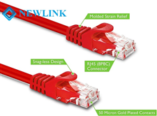 Patch cord 0,3M Cat6 NewLink màu đỏ NL-1001FRD