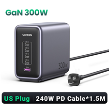 Sạc nhanh để bàn Nexode GaN 300W 5 cổng USB-C x4, Type-A x1 Ugreen 90872/CD333 cao cấp (US)