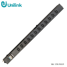 Thanh nguồn 12 ổ C13 lắp dọc tủ rack 20U, có MCB UNI-50035 Unilink