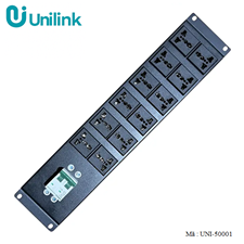 Thanh nguồn PDU 12 ổ cắm 3 chấu đa năng công suất 20A, MCB 2P 32A lắp rack UNI-50001 UNILINK