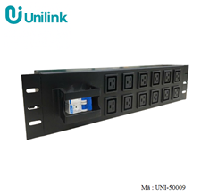 Thanh nguồn PDU 12 ổ cắm C19 lắp ngang có MCB 32A UNI-50009 Unilink