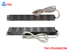 Thanh nguồn PDU 6 ổ cắm 3 chấu đa năng công suất 20A, có dây ra 3M THC-PDU06ND3M