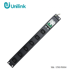 Thanh nguồn PDU 6 ổ cắm C13 lắp tủ Rack 19 inch, MCB 2P 32A UNI-50004 Unilink
