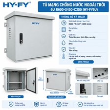 Tủ mạng chống nước 6U R600*S450*C350 (HY-FY6U) cao cấp