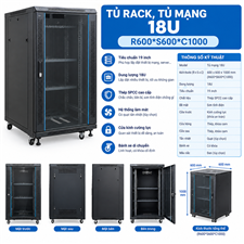 Tủ rack, Tủ mạng 18U R600*S600*C1000 HY-C6618 cao cấp