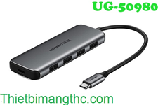 Type C ra 4 cổng USB 3.0 hỗ trợ nguồn phụ Ugreen 50980