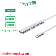 VegGieg V-K303 Bộ Chia/ Hub Type-C ra 4 Cổng USB 3.0 cao cấp