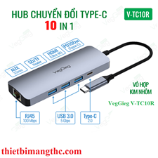 VegGieg V-TC10R Hub chuyển đổi Type-C 10 in1 chính hãng